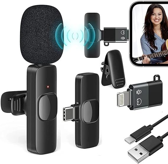 MAGBOT Wireless Collar Mic for Type-C Android Cell Phone,Tablets & iPhone Supported Lavalier Microphone, Noise Reduction Lapel Mike -Shoots,Youtubers, Video Recording,Facebook,Live Stream